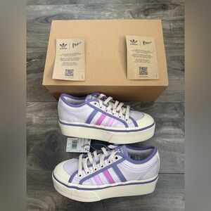 Adidas Nizza Platform Purple Almost Blue Sky Chalk White New GY7052 Size 6 Women